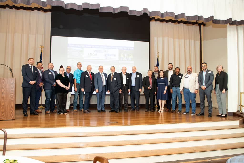 Image of The North Harris Regional Water’s Al Rendl Regional Pump Station project team being recognized with Project of the Year in the Water/Wastewater category at the recent CMAA Hard Hatters Gala in Houston. 